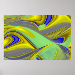 Affiche 3D Abstrait en or jaune bleu vert