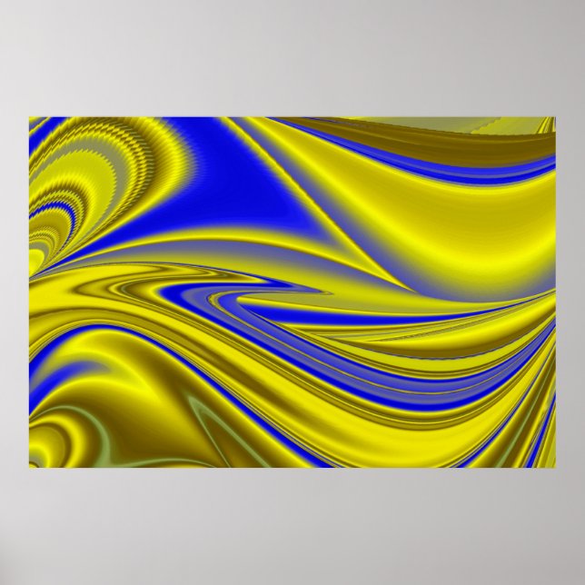 Affiche 3D Abstrait en or jaune bleu vert (Devant)