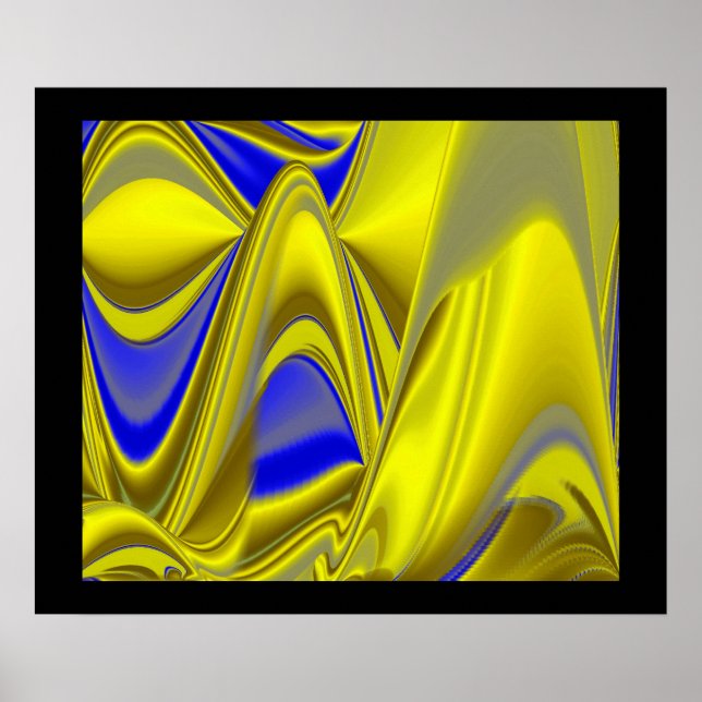 Affiche 3D Abstrait en or jaune bleu vert (Devant)