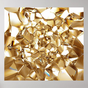 Affiche 3D abstraite texture or cristal.