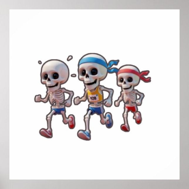 Affiche “3D Cartoon Skeleton Race • Funny Running Skeleton (Devant)