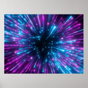 Affiche 3d, feux d'artifice violet, big bang, galaxie, abs