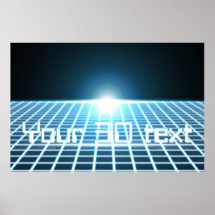 Affiche 3D-Grid rougeoyant avec le texte personnalisable