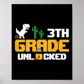 Affiche 3e année débloquée dinosaure drôle jeu vidéo Ck à