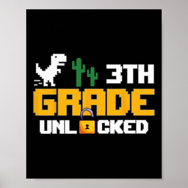 Affiche 3e année débloquée dinosaure drôle jeu vidéo Ck à (Devant)