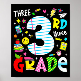 Affiche 3e année rétro coloré retour à l'école