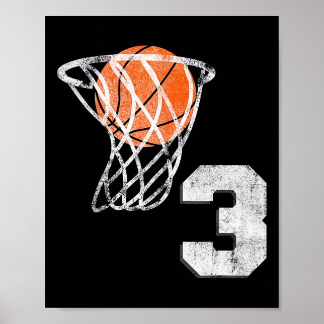 Affiche 3e anniversaire Basketball 3 ans Garçons Enfant (Devant)