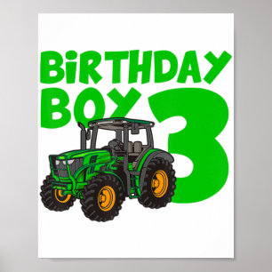 Affiche 3e anniversaire Boy Tractor Ferme 3 an Anniversair