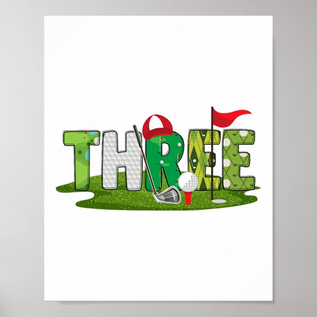 Affiche 3e anniversaire Golf Thème 3 ans Enfants Sport Par (Devant)