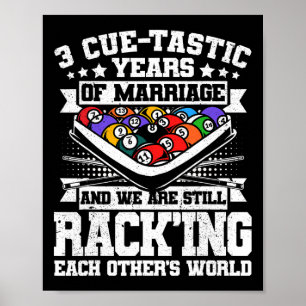 Affiche 3e anniversaire Mariage billard de piscine 3 ans m