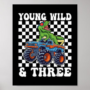Affiche 3e Anniversaire Monster Truck Young Wild Et Trois