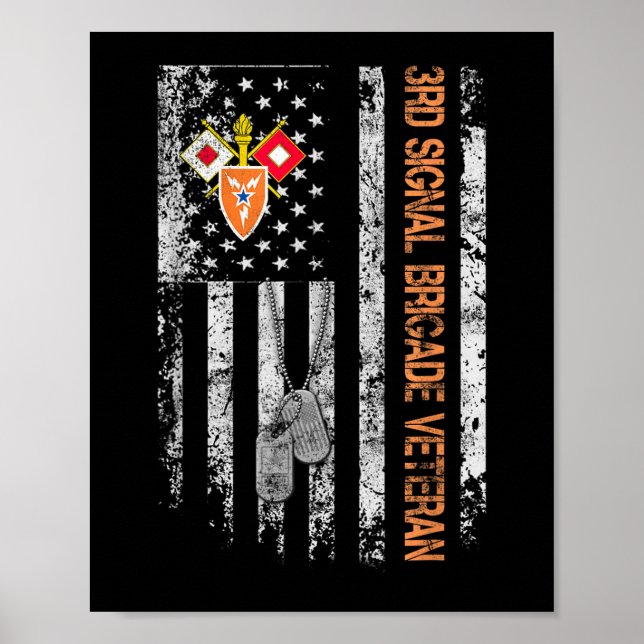Affiche 3e brigade de signalisation Vétéran Vintage Drapea (Devant)