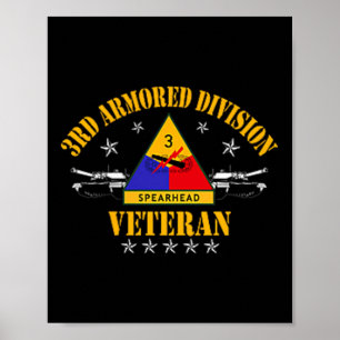 Affiche 3e division blindée Vétéran Vintage Patriotique Fl
