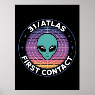 Affiche 3I Atlas Style Sci-Fi Rétro Espace Drôle Glitch