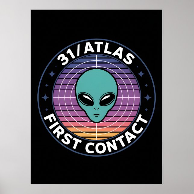 Affiche 3I Atlas Style Sci-Fi Rétro Espace Drôle Glitch  (Devant)