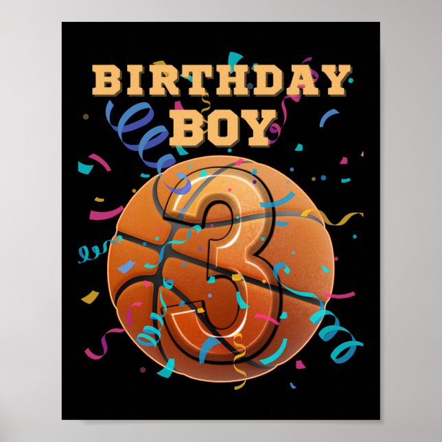 Affiche 3rd Birthday Boy Three 3 Years Old Sketll Players  (Devant)