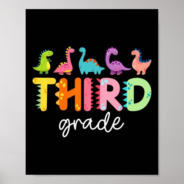 Affiche 3rd Grade Dinosaur Ck To School First Day Of Schoo (Devant)