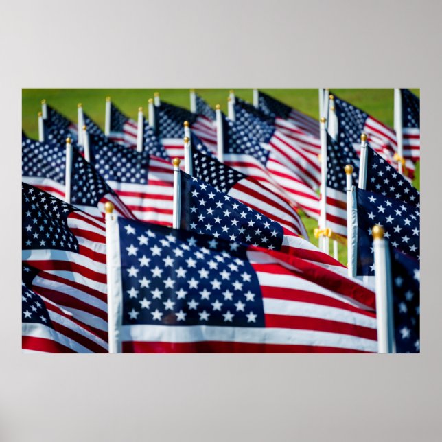 Affiche 400 drapeaux brandissant fièrement dans un champ (Devant)