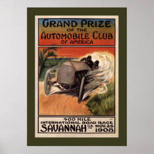 Affiche 400 Mile International Road Race Savannah GA 1908