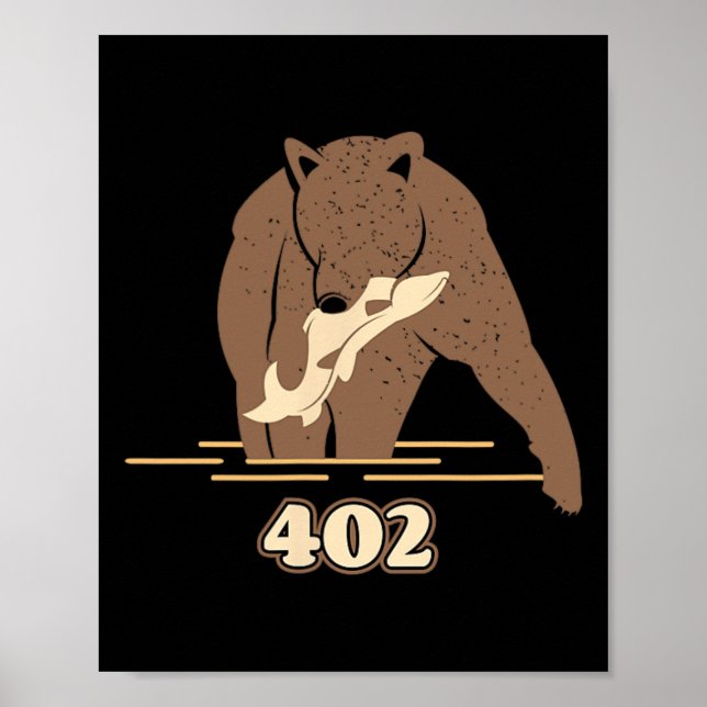 Affiche 402 Ours de pêche Graisse Oreille Brown Grizzly Lo (Devant)