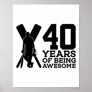 Affiche 40 Ans d'être Incroyable Cricket 40e Anniversaire