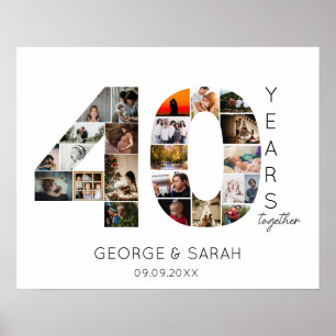 Affiche 40 ans Photo Collage rubis Mariage Anniversaire