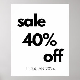 Affiche 40% De Promo Signe, Boutique Personnalisée Vente
