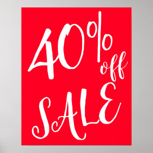 Affiche 40% de réduction sur la vente Signe, Boutique Roug