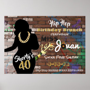 Affiche 40 Hip hop de Shorty Anniversaire Brunch Urban Par
