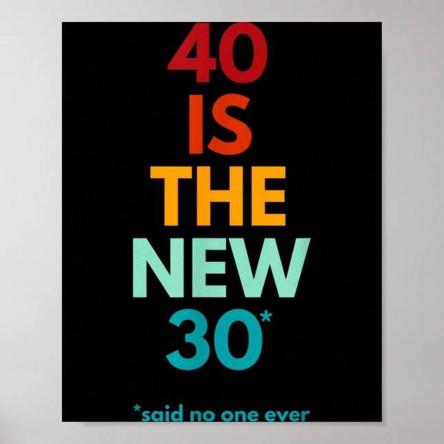 Affiche 40 Is The New 30 Said Ever, Funny 40th Birthday  (Devant)