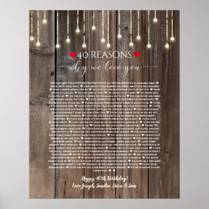 Affiche 40 raisons pour lesquelles j'aime les lumières en