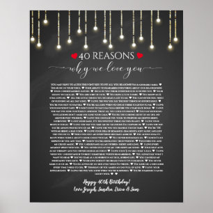 Affiche 40 raisons pour lesquelles je t'aime lumières de t