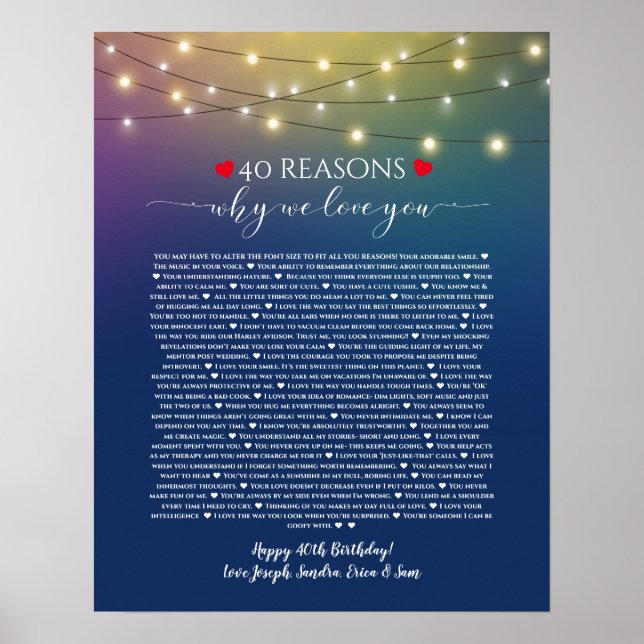 Affiche 40 raisons pour lesquelles je vous aime les lumièr (Devant)