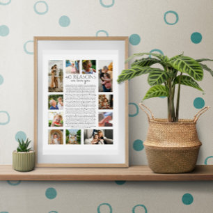 Affiche 40 raisons pour lesquelles nous t'aimons collage d