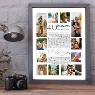Affiche 40 raisons pour lesquelles nous vous aimons COLAGE