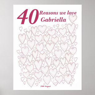 Affiche 40 raisons pour lesquelles nous vous aimons - Fête