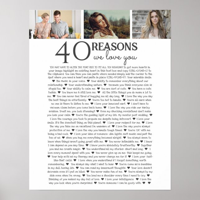 Affiche 40 raisons pour lesquelles nous vous aimons PHOTO  (Devant)