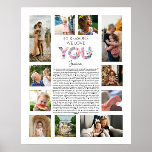 Affiche 40 raisons pour lesquelles nous vous aimons photo