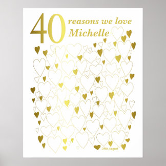 Affiche 40 raisons que nous vous aimons - 40e anniversaire