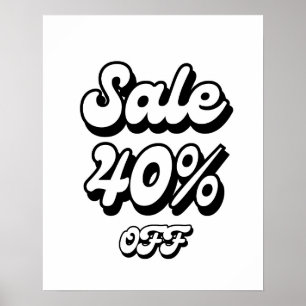 Affiche 40% Signe de vente, 40% Promo Signe, Grosse Vente