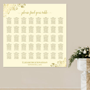 Affiche 40 Table Frilly Gold & Cream Mariage Seating Chart