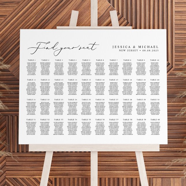 Affiche 40 Tables Grand Trouvez Votre Place Plan de table (Créateur téléchargé)