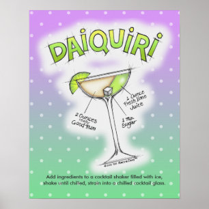 AFFICHE 40 x 50 cm - RECETTE DE DAIQUIRI ART DE CO