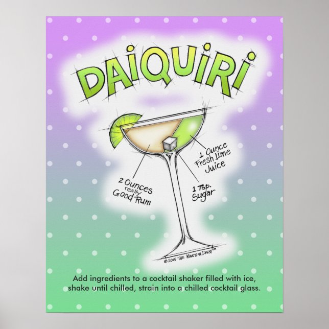 AFFICHE 40 x 50 cm - RECETTE DE DAIQUIRI ART DE CO (Devant)
