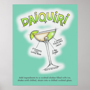 AFFICHE 40 x 50 cm - RECETTE DE DAIQUIRI ART DE CO