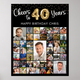 Affiche 40e anniversaire 41 Photo Collage À 40 ans révolus