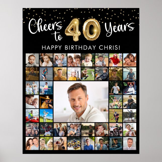 Affiche 40e anniversaire 45 Photo Collage À 40 ans (Devant)