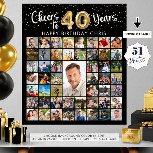 Affiche 40e anniversaire 51 Photo Collage encourage à 40 a