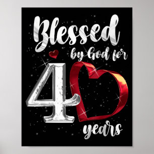 Affiche 40e anniversaire bénie par Dieu pendant 40 ans Ann
