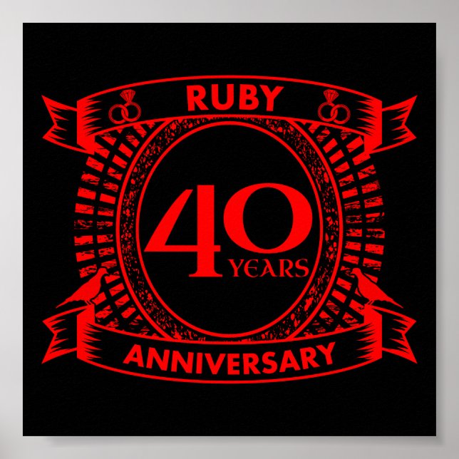 Affiche 40e anniversaire du mariage ruby crest (Devant)